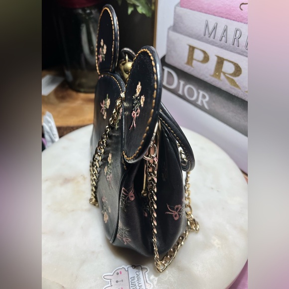 Disney X Coach Minnie Mouse Kisslock Bag Floral Black Bag GUC - Picture 15 of 16